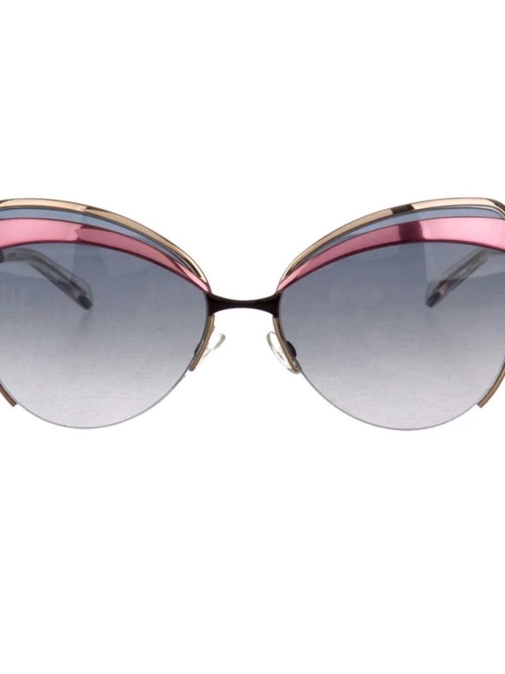 Dior Pink and Gold Cat-Eye Sunglasses with Gradient Gray Lenses